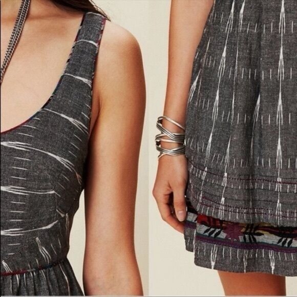 New Romantics X Free People Ikat Gray Plaid Skater Fit & Flare Casual Mini Dress - Picture 4 of 16